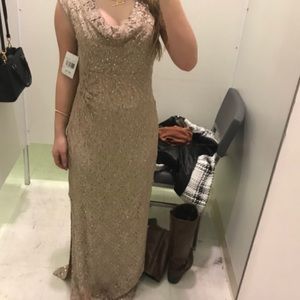 Tan sequin lace formal gown!